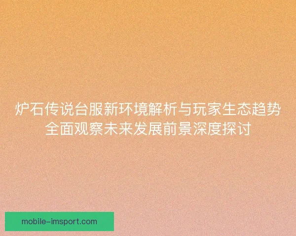 炉石传说台服新环境解析与玩家生态趋势全面观察未来发展前景深度探讨