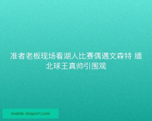 准者老板现场看湖人比赛偶遇文森特 缅北球王真帅引围观